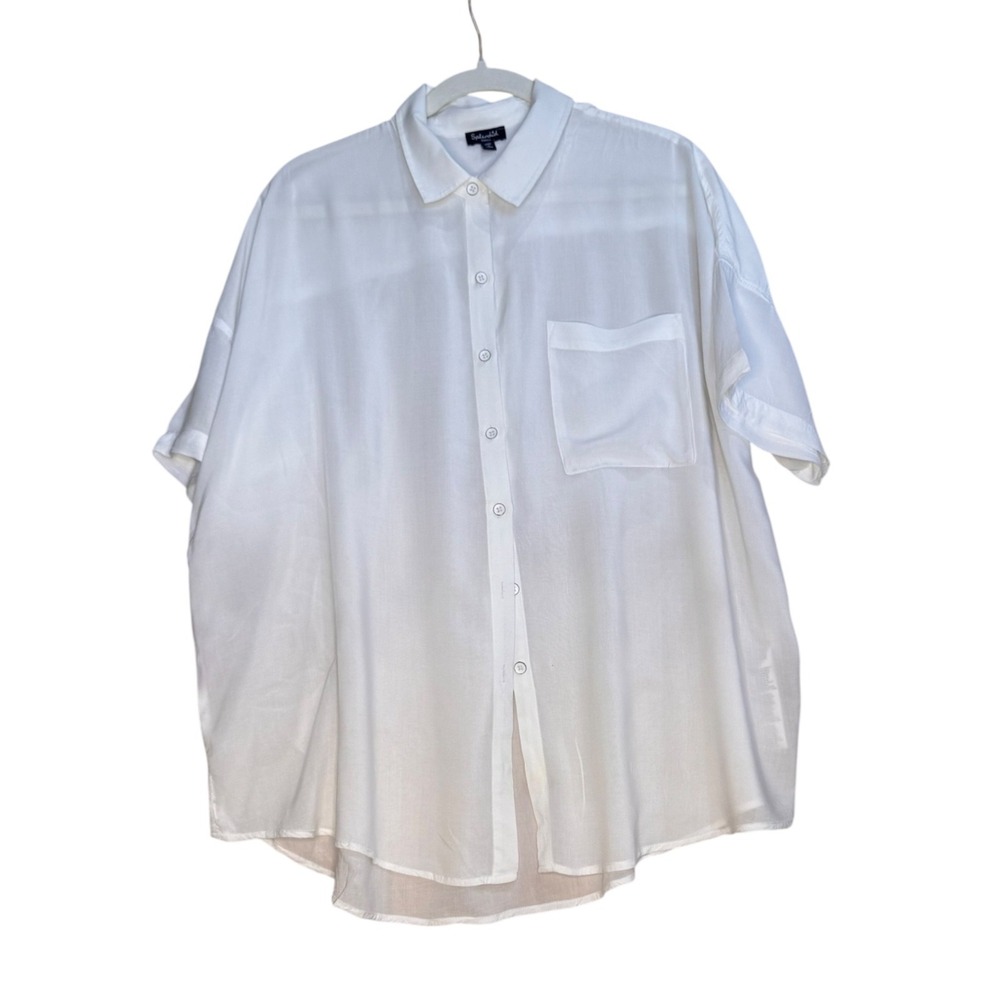 Splendid Women's Short Sleeve Button Up White Small 100% Viscose‎ EUC